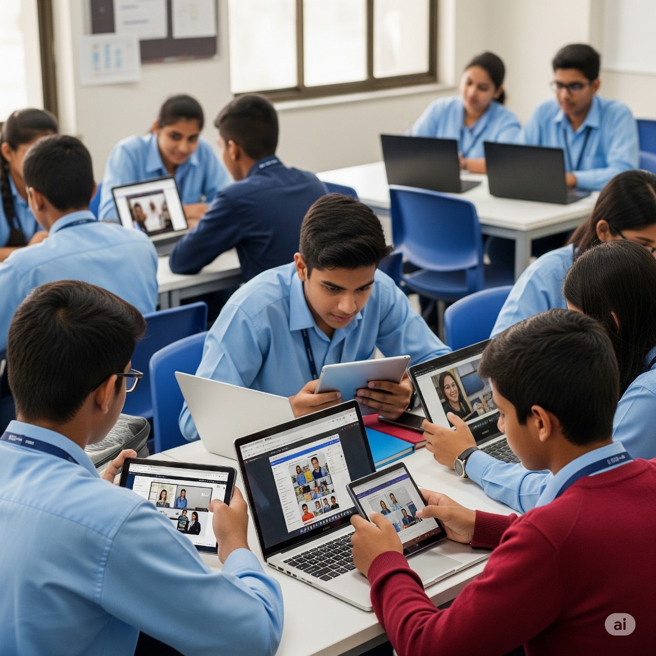 Students in a modern classroom